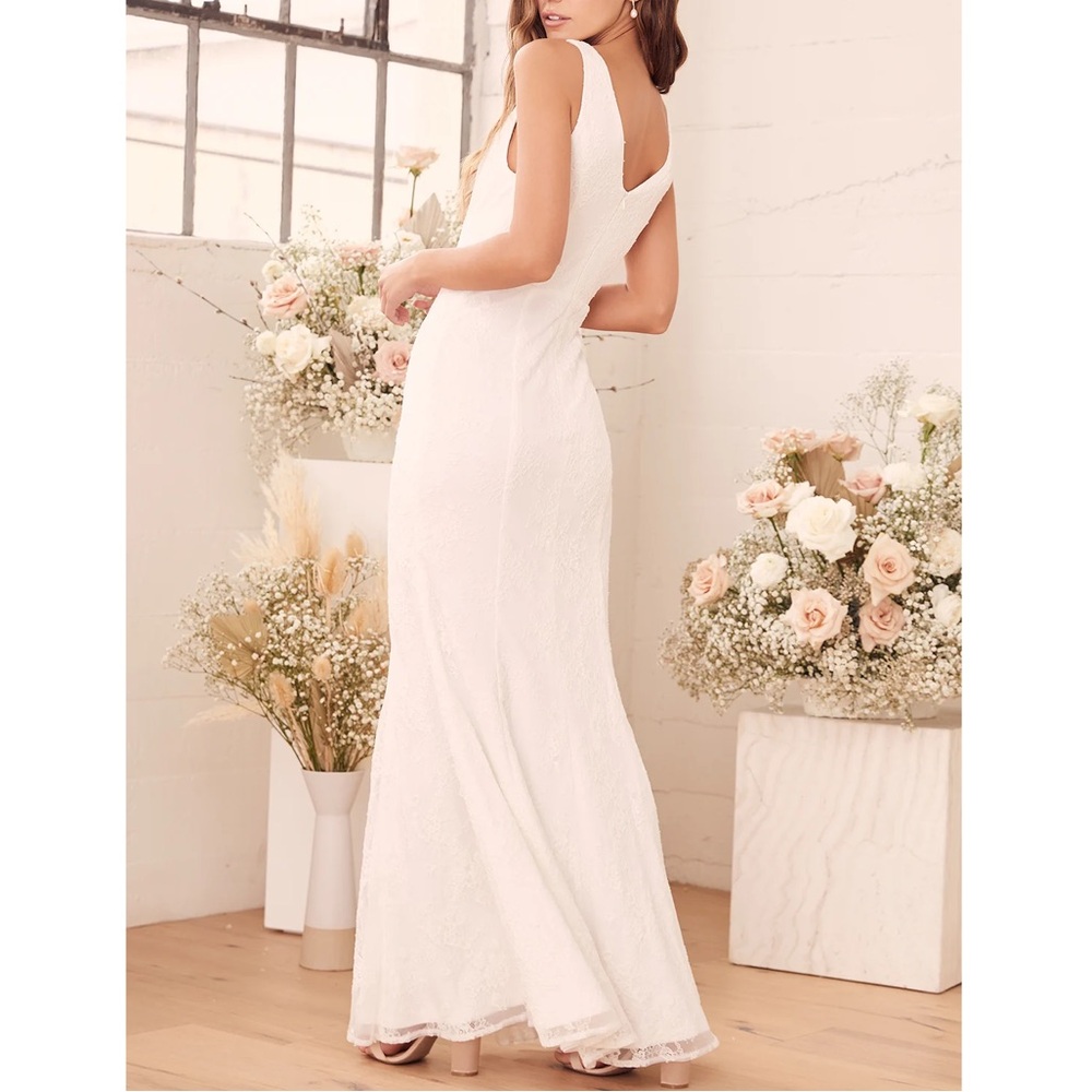 🆕 Lulu’s Romantic Promises White Lace Mermaid Maxi Dress - Sz. S - Picture 3 of 8
